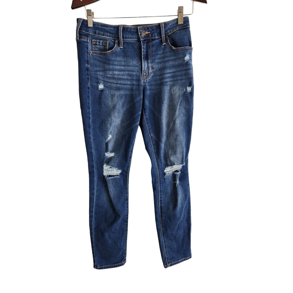 Old Navy Mid-Rise Pop Icon Skinny  Mid-Wash Women’s  Jeans Distressed‎ Size 4